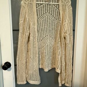 Elegant Cream Open-Knit Cardigan